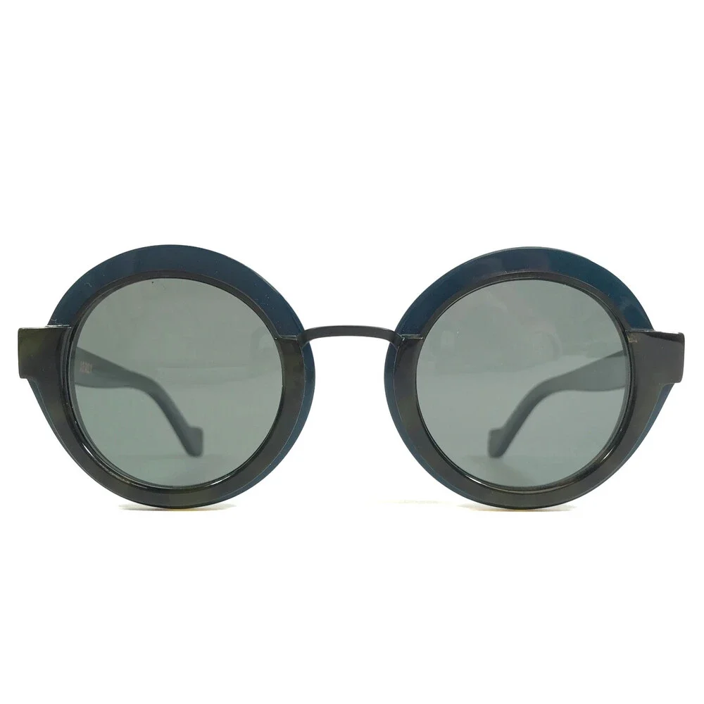 J.F. Rey Sunglasses AGATHA 4498 Blue Brown Round Frames w/ Gray Polarized Lenses